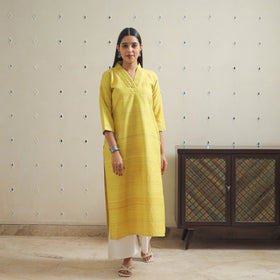 Yellow - bhagalpuri handwoven desi tussar silk plain kurta