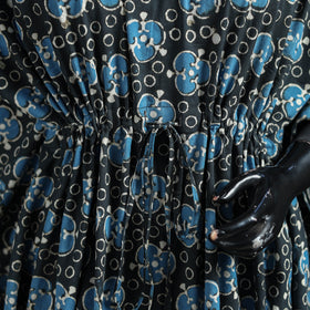 Blue - Pipad Hand Block Print Natural Dyed Cotton Kaftan (Short) 44