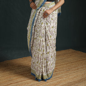 Sanganeri Hand Block Print Pure Mul Cotton Ready To Wear Saree  06
