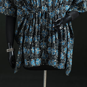 Blue - Pipad Hand Block Print Natural Dyed Cotton Kaftan (Short) 44