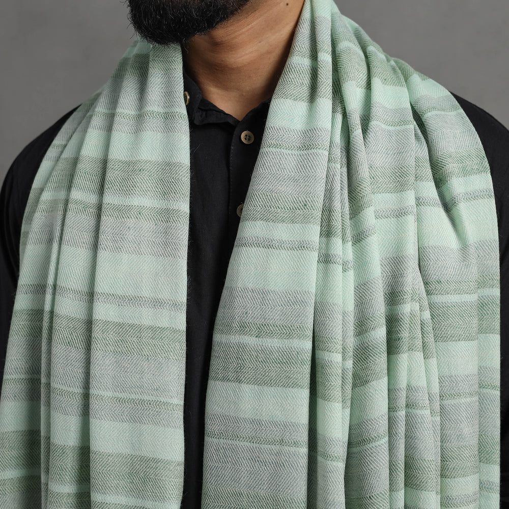 Green - Kumaun Handwoven Pure Merino Wool Shawl for Men 112