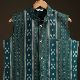 Sambalpuri Ikat Weave Cotton Men Nehru Jacket 09