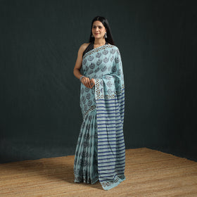 Sanganeri Hand Block Print Pure Mul Cotton Ready To Wear Saree  07