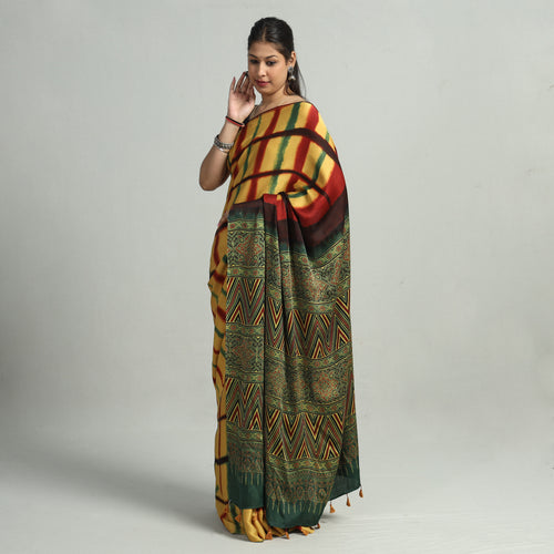 Ajrakh Modal Silk Saree