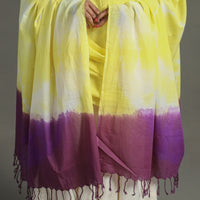 Yellow - Shibori Tie-Dye Cotton Dupatta with Tassels 78