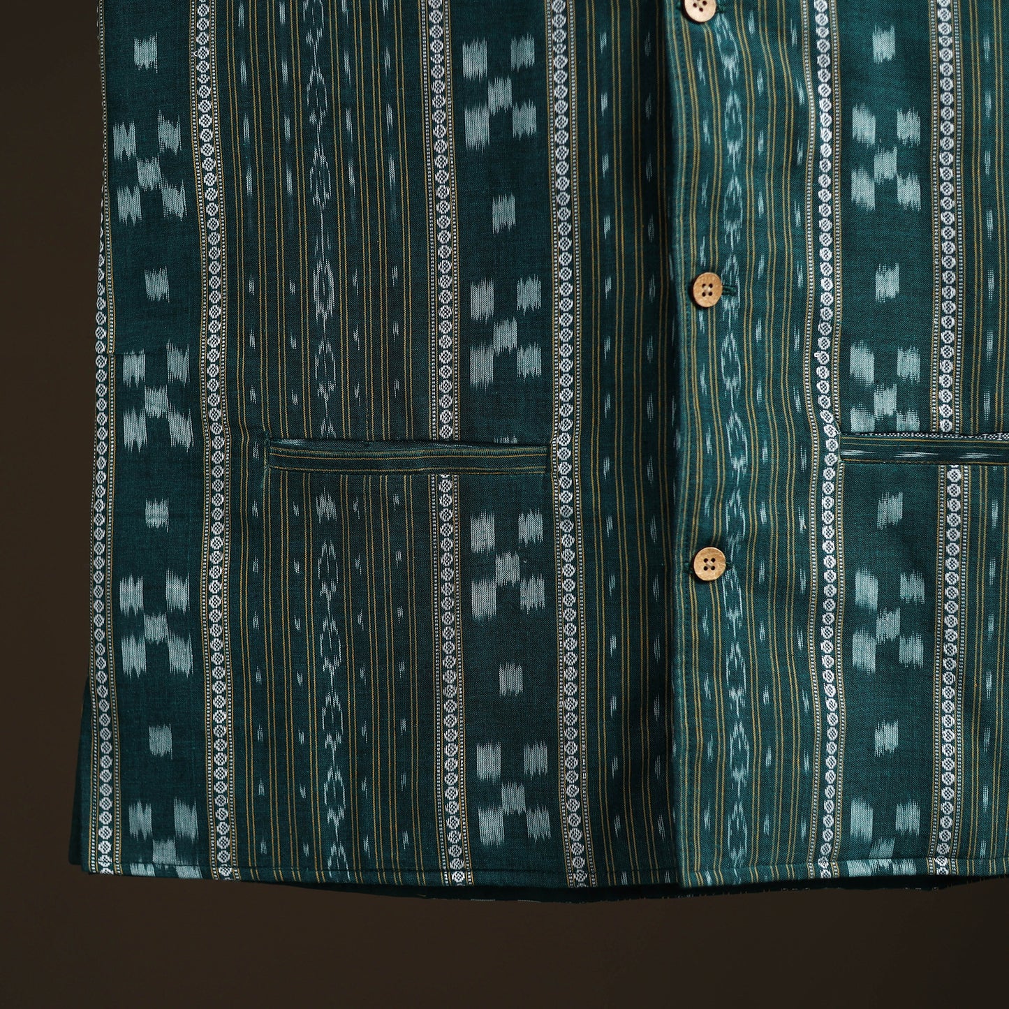 Sambalpuri Ikat Weave Cotton Men Nehru Jacket 09