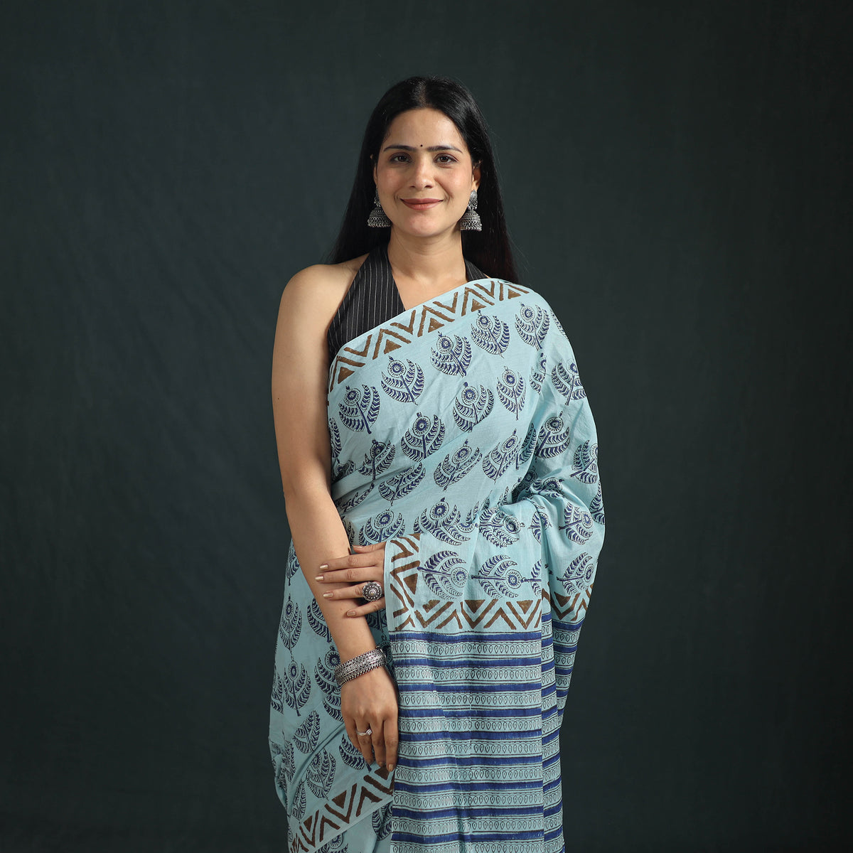 Sanganeri Hand Block Print Pure Mul Cotton Ready To Wear Saree  07