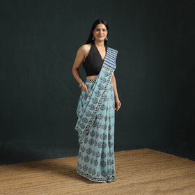 Sanganeri Hand Block Print Pure Mul Cotton Ready To Wear Saree  07
