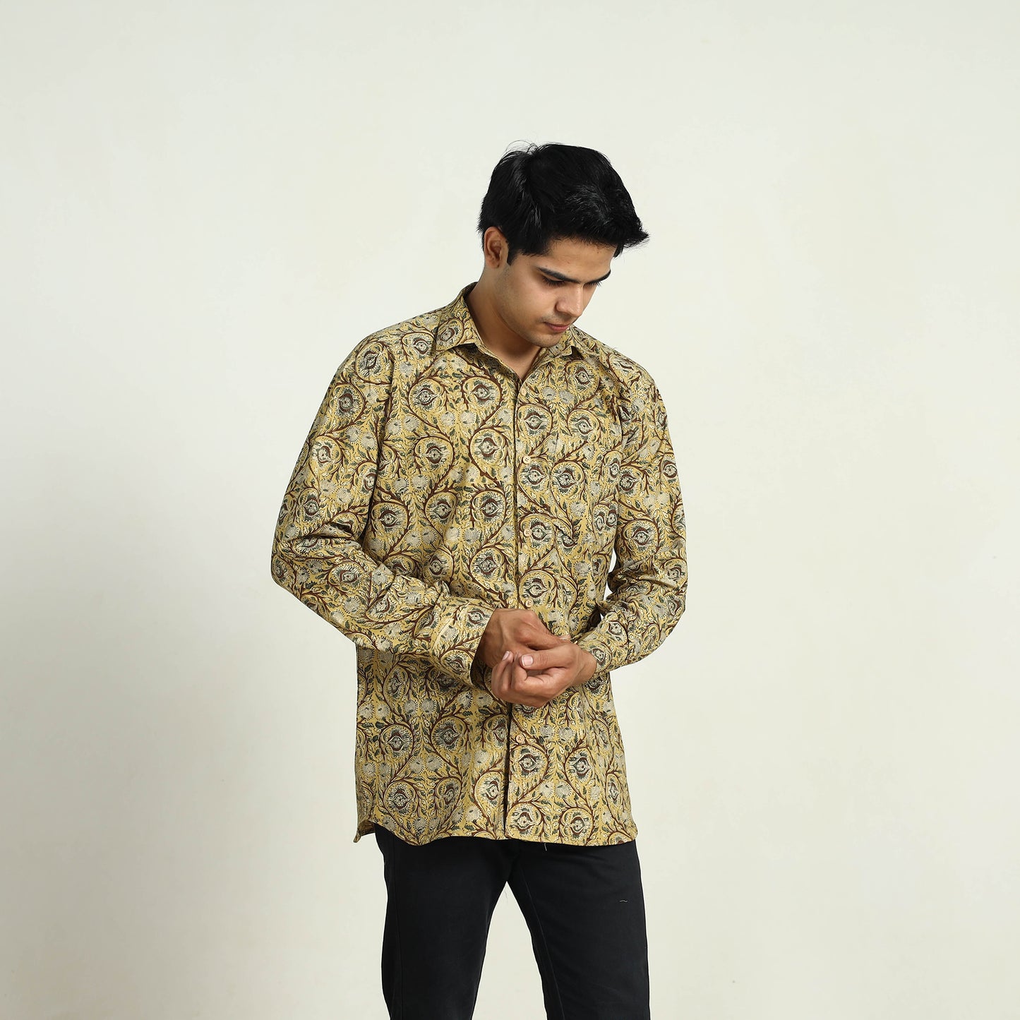 Pedana Block Print Cotton Men Kalamkari Shirt 11