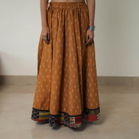 Brown - 24 Kali Cotton Pochampally Ikat Skirt with Border 08