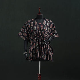 Brown - Ajrakh Hand Block Print Natural Dyed Cotton Kaftan (Short) 45