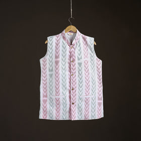 Sambalpuri Ikat Weave Cotton Men Nehru Jacket 10