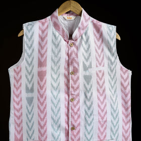 Sambalpuri Ikat Weave Cotton Men Nehru Jacket 10