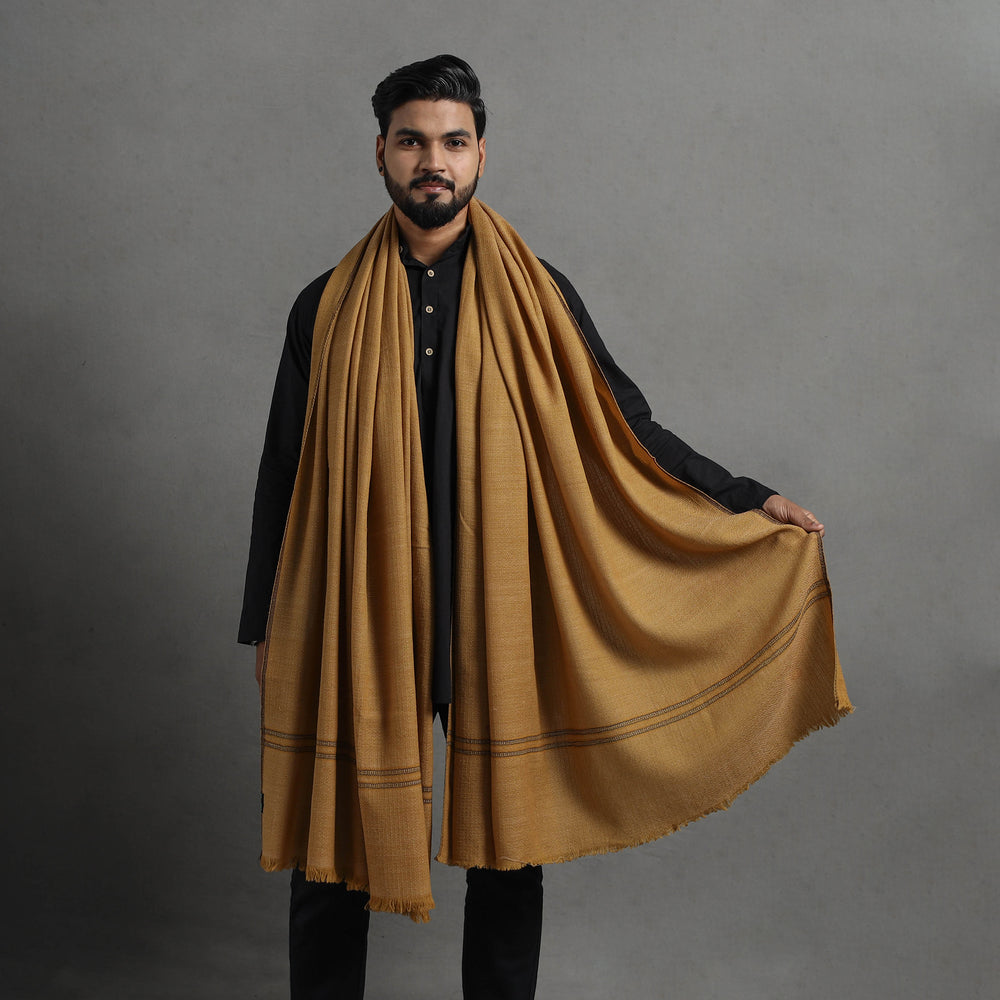 Brown - Kumaun Handwoven Pure Merino Wool Shawl for Men 110