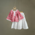 Girls Gota Work Floral Block Print Cotton Kurta with Sharara Set (3-4 Years) 11