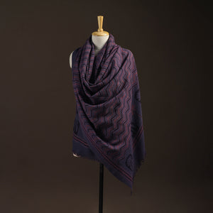 Merino Wool Natural Dyed Handwoven Hand Block Ajrakh Print Shawl 20