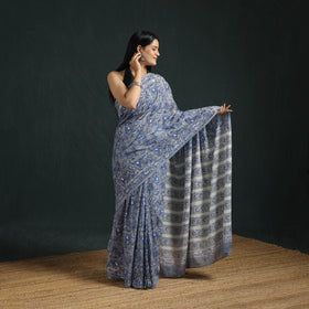 Sanganeri Hand Block Print Pure Mul Cotton Ready To Wear Saree  08