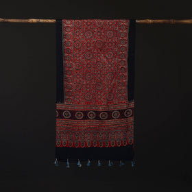 Ajrakh Hand Block Print Natural Dyed Mashru Silk Stole 32