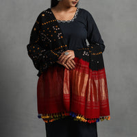 Black - Kutch Zari Work Handwoven Bandhani Woolen Shawl 24