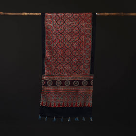 Ajrakh Hand Block Print Natural Dyed Mashru Silk Stole 33