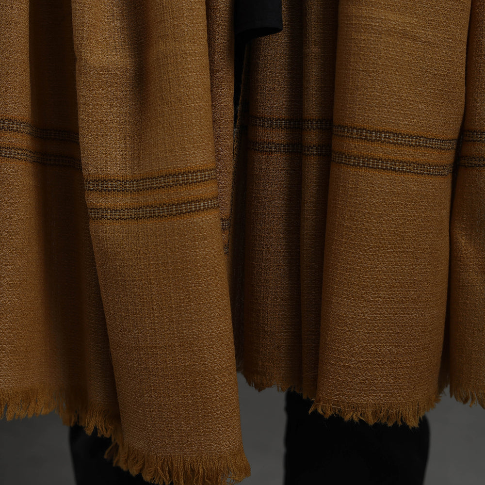 Brown - Kumaun Handwoven Pure Merino Wool Shawl for Men 110