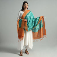 Green - Pochampally Ikat Handloom Cotton Dupatta with Tassels 24