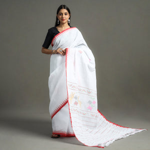 White - Traditional Moirangphee Manipuri Pure Handloom Cotton Saree