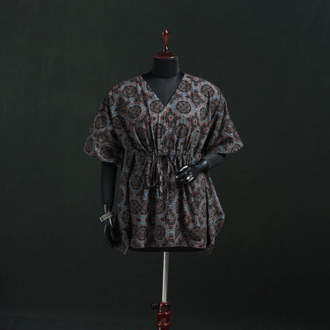Ajrakh Hand Block Print Natural Dyed Cotton Kaftan (Short) 46