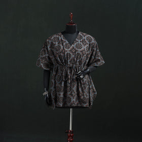 Multicolor - Ajrakh Hand Block Print Natural Dyed Cotton Kaftan (Short) 46