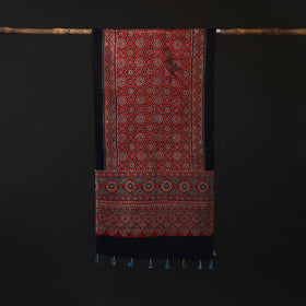 Ajrakh Hand Block Print Natural Dyed Mashru Silk Stole 34