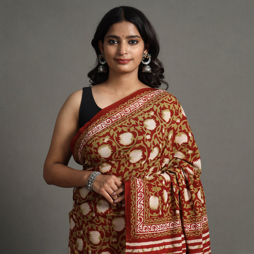 Block Printed Cotton Saree
