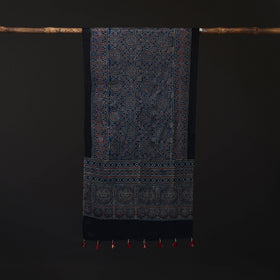 Ajrakh Hand Block Print Natural Dyed Mashru Silk Stole 35