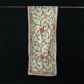 Ranihati Chanderi Silk Hand Embroidered Stole with Pom Pom 294