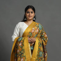 Yellow - Mangalagiri Silk Cotton Handpainted Kalamkari Dupatta 04