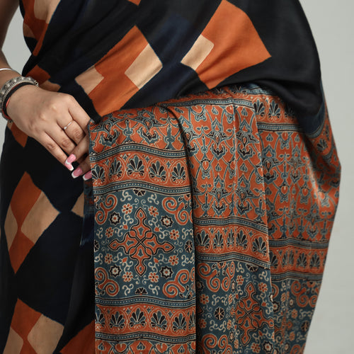 Ajrakh Modal Silk Saree