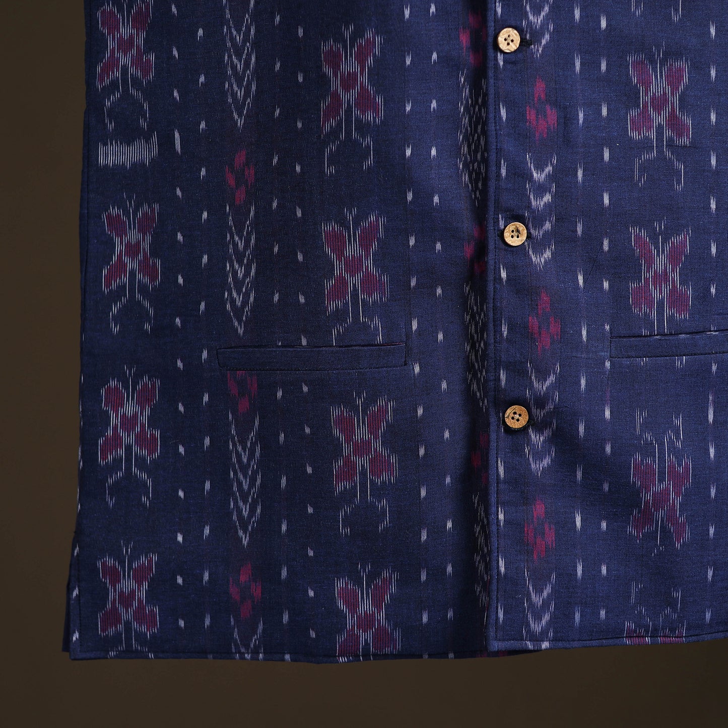Sambalpuri Ikat Weave Cotton Men Nehru Jacket 11