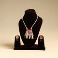 Pink - handmade fabart necklace set 01 - handcrafted
