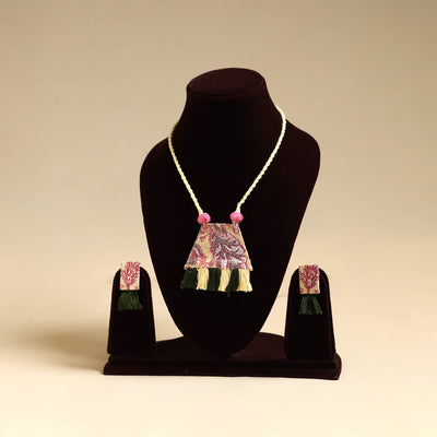 Pink - handmade fabart necklace set 01 - handcrafted