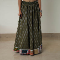 Green - 24 Kali Cotton Pochampally Ikat Skirt with Border 09