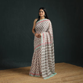 Sanganeri Hand Block Print Pure Mul Cotton Ready To Wear Saree 10