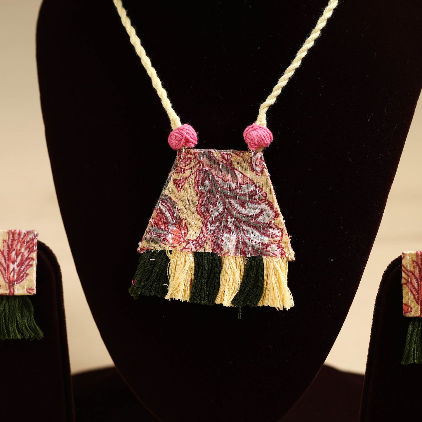 Pink - handmade fabart necklace set 01 - handcrafted