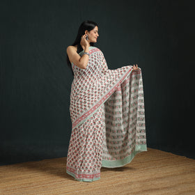 Sanganeri Hand Block Print Pure Mul Cotton Ready To Wear Saree 10
