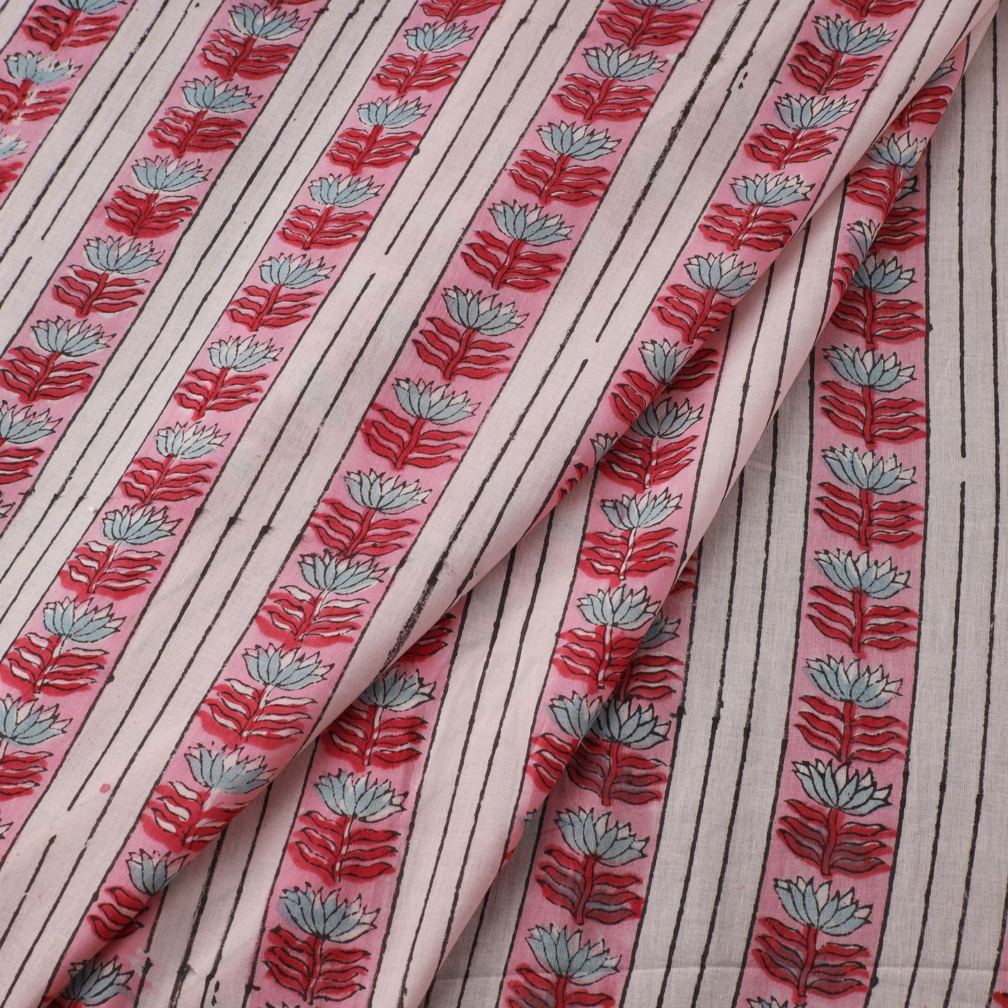 Pink - sanganeri cotton fabric 44 - handcrafted