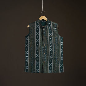 Sambalpuri Ikat Weave Cotton Men Nehru Jacket 12