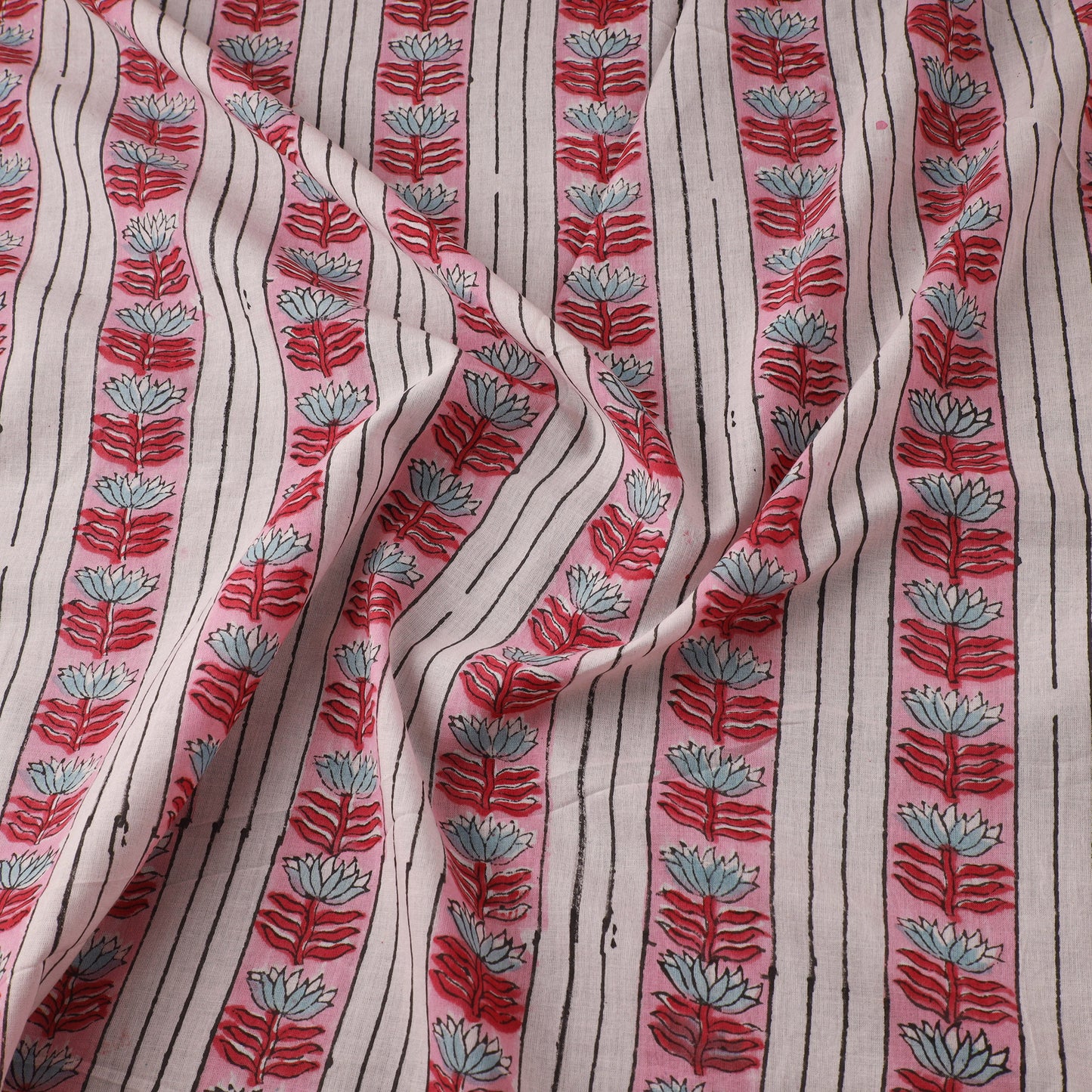 Pink - sanganeri cotton fabric 44 - handcrafted
