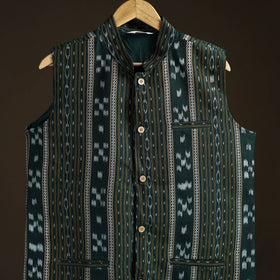 Sambalpuri Ikat Weave Cotton Men Nehru Jacket 12