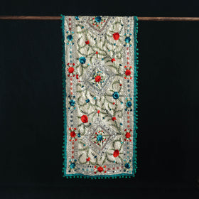 Ranihati Chanderi Silk Hand Embroidered Stole with Pom Pom 289