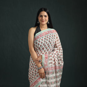 Sanganeri Hand Block Print Pure Mul Cotton Ready To Wear Saree 10