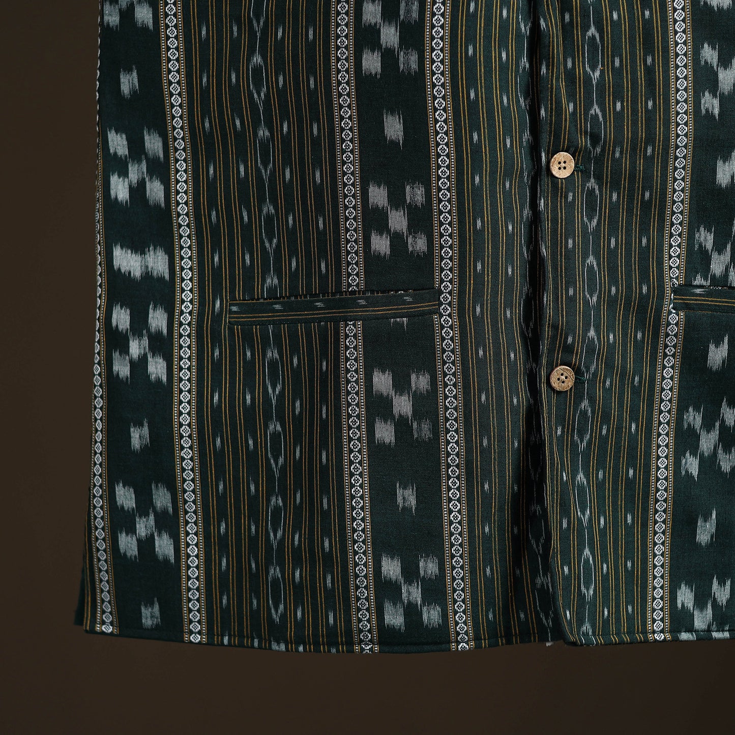 Sambalpuri Ikat Weave Cotton Men Nehru Jacket 12