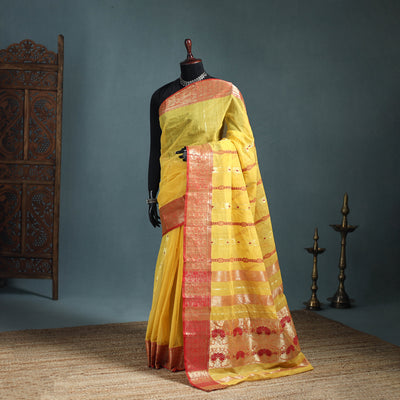 Pure Cotton Handloom Bengal Tant Saree with Zari & Thread Work 11